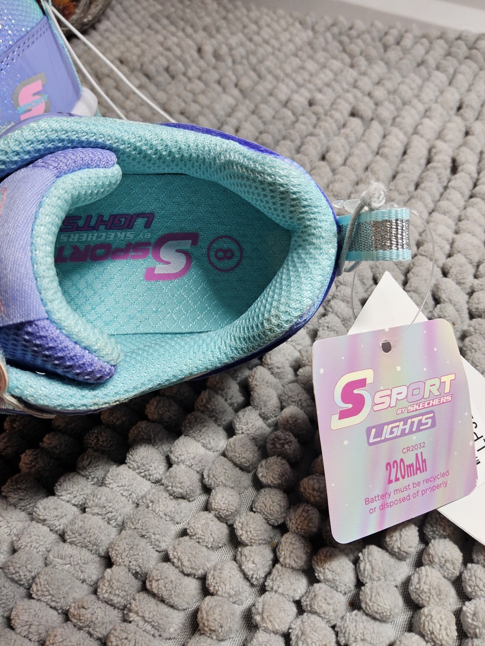 NWOT Toddler size 8 Sport by Skechers  LightUp Sneakers in Purple, blue and Teal - Picture 5 of 9